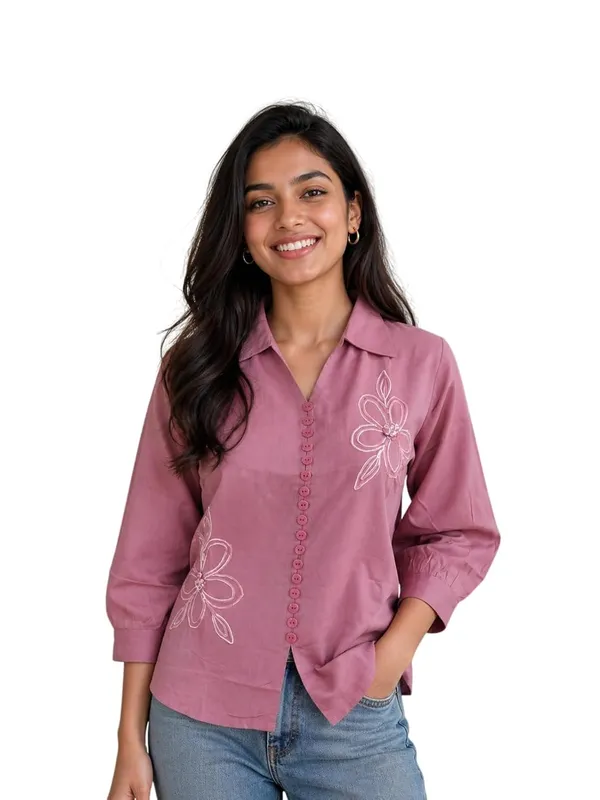 Womens_Embroidered_Cotton_Blend_Button_Down_Shirt