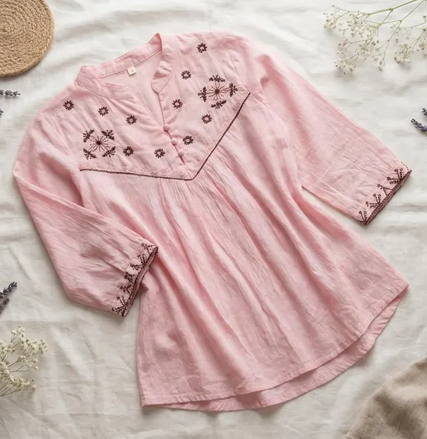 Womens_Embroidered_Cotton_Blend_Kurti_Top