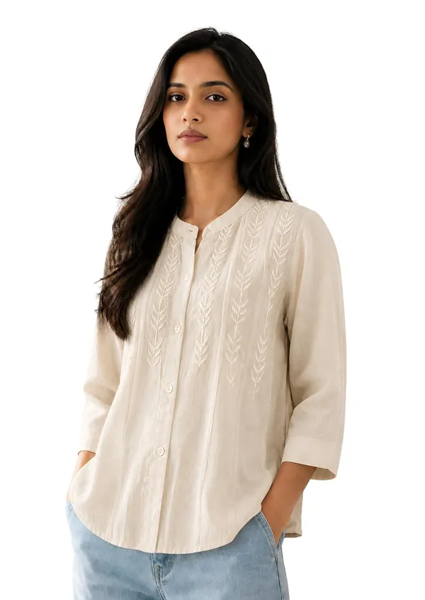 Women_Rayon_Mandarin_Collar_Shirt