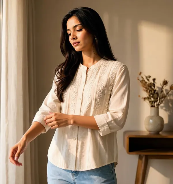 Women_Rayon_Mandarin_Collar_Shirt
