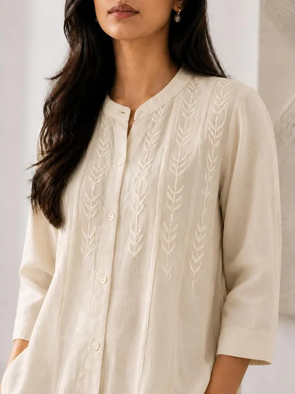 Women_Rayon_Mandarin_Collar_Shirt
