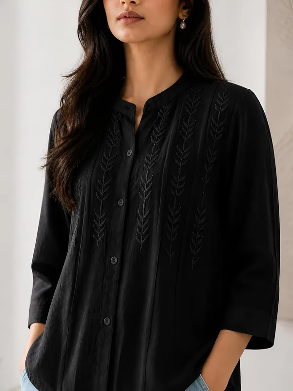 Womens_Rayon_Mandarin_Collar_Shirt