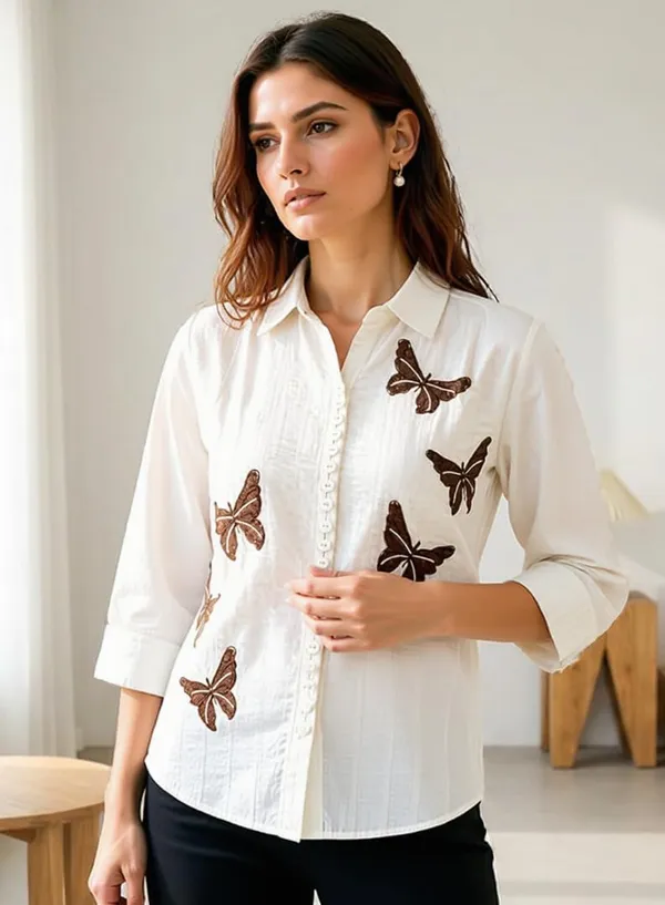 Womens_Embroidered_Cotton_Blend_Button_Down_Top
