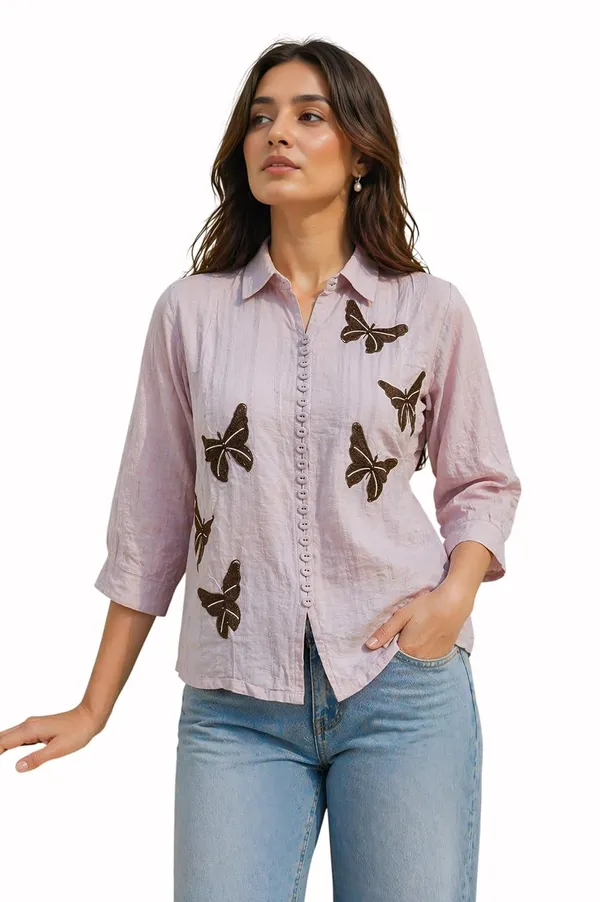 Womens_Embroidered_Cotton_Blend_Collared_Top