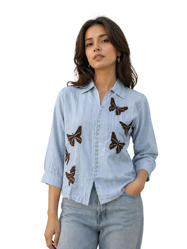Womens_Cotton_Blend_Button_Down_Top