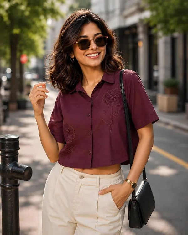 Womens_Embroidered_Cotton_Blend_Crop_Shirt