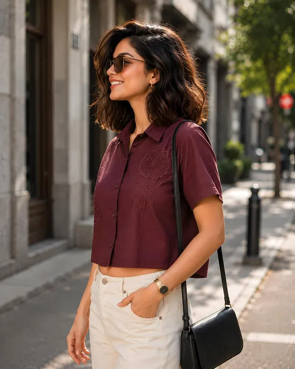 Womens_Embroidered_Cotton_Blend_Crop_Shirt