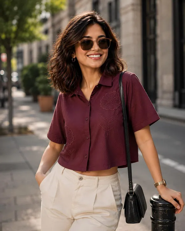 Womens_Embroidered_Cotton_Blend_Crop_Shirt