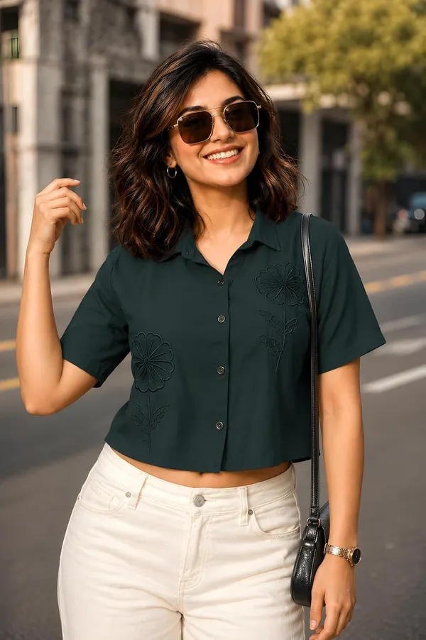 Womens_Cotton_Blend_Crop_Shirt