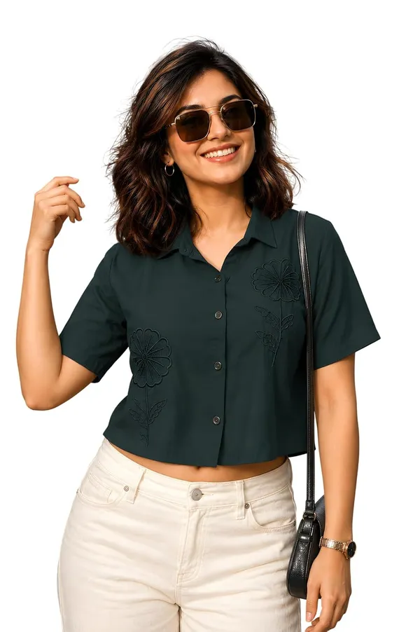 Womens_Cotton_Blend_Crop_Shirt