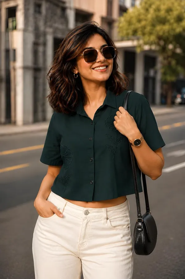 Womens_Cotton_Blend_Crop_Shirt