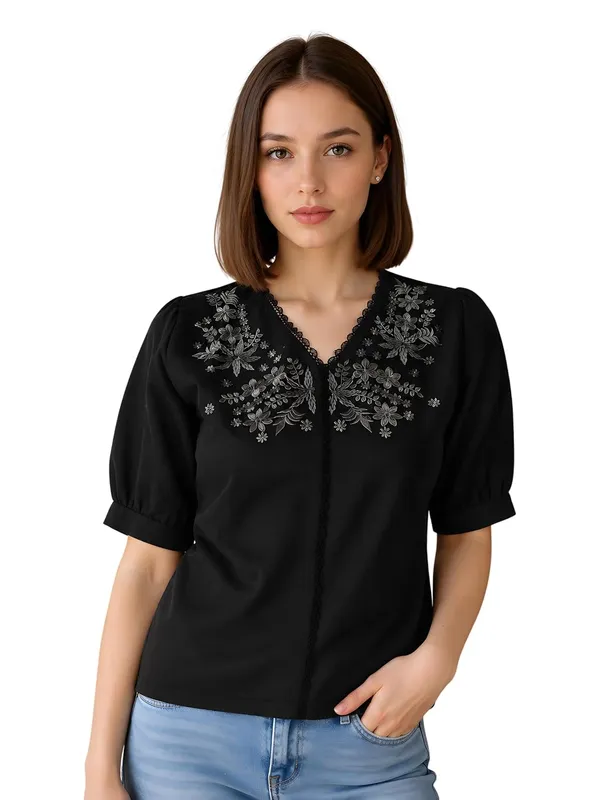Women_Cotton_Blend_V_Neck_Tunic_Top