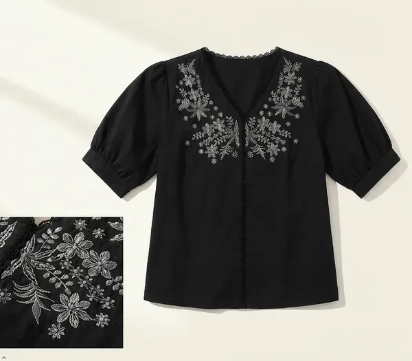 Women_Cotton_Blend_V_Neck_Tunic_Top