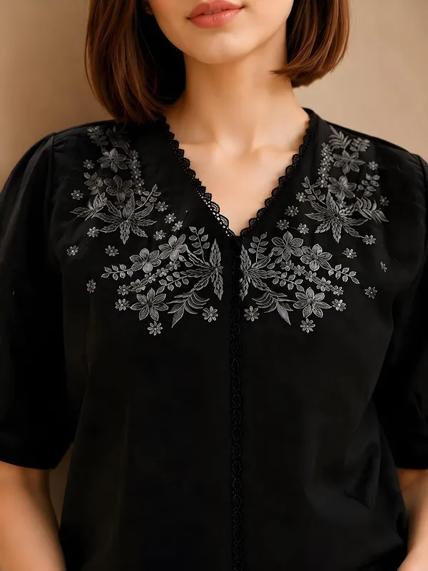 Women_Cotton_Blend_V_Neck_Tunic_Top