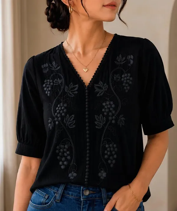 Womens_Cotton_Blend_V_Neck_Tunic_Top