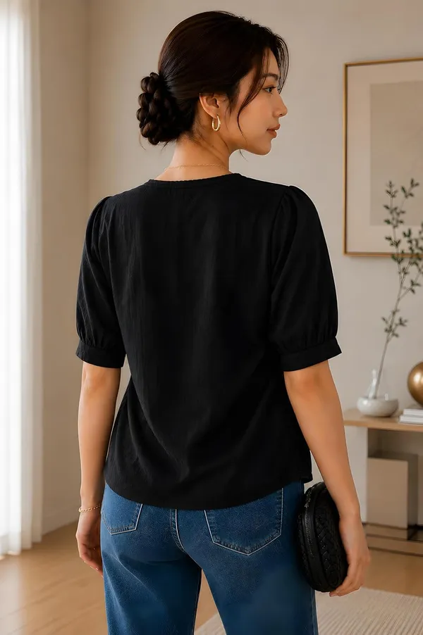 Womens_Cotton_Blend_V_Neck_Tunic_Top