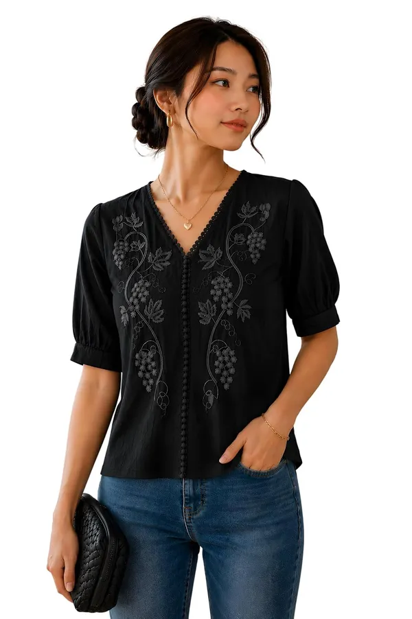 Womens_Cotton_Blend_V_Neck_Tunic_Top