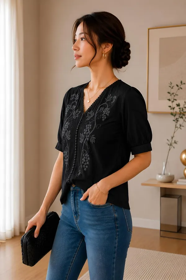 Womens_Cotton_Blend_V_Neck_Tunic_Top
