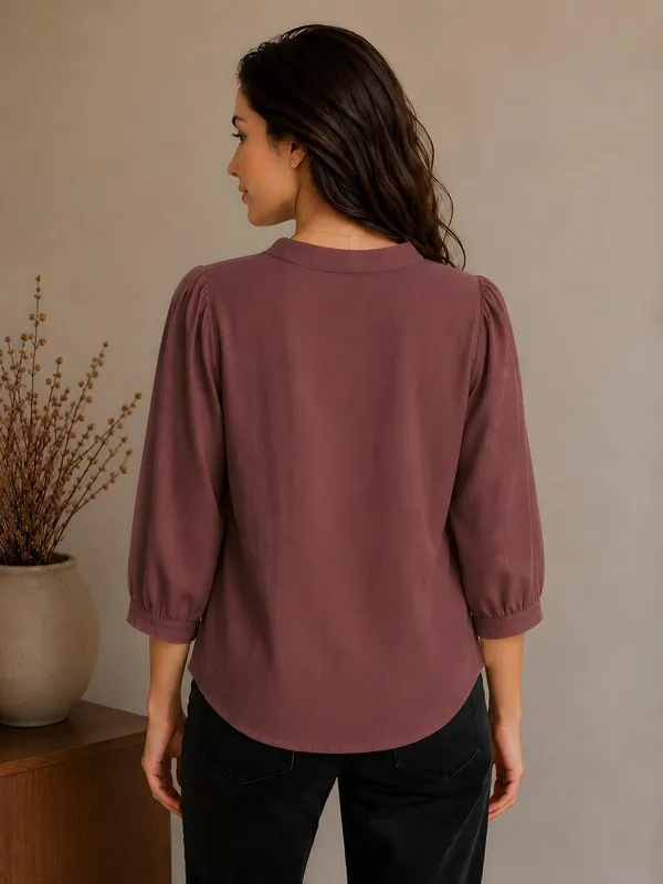 Women_Cotton_Blend_V_Neck_Tunic_Top