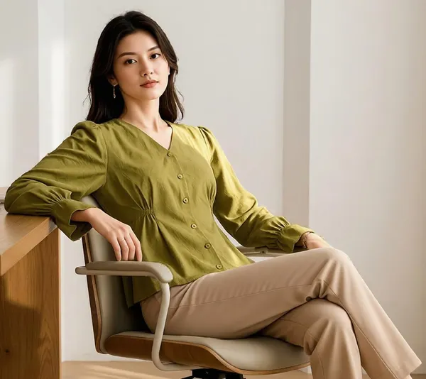 Women_V_Neck_Button_Down_Shirt