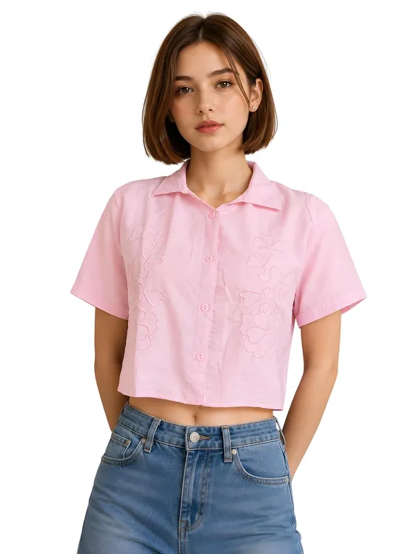 Womens_Floral_Embroidered_Crop_Shirt