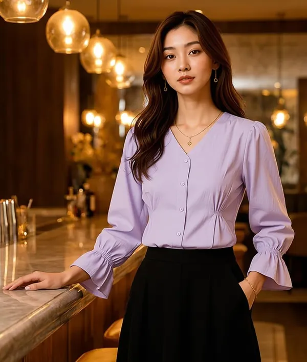 Women_V_Neck_Button_Down_Shirt