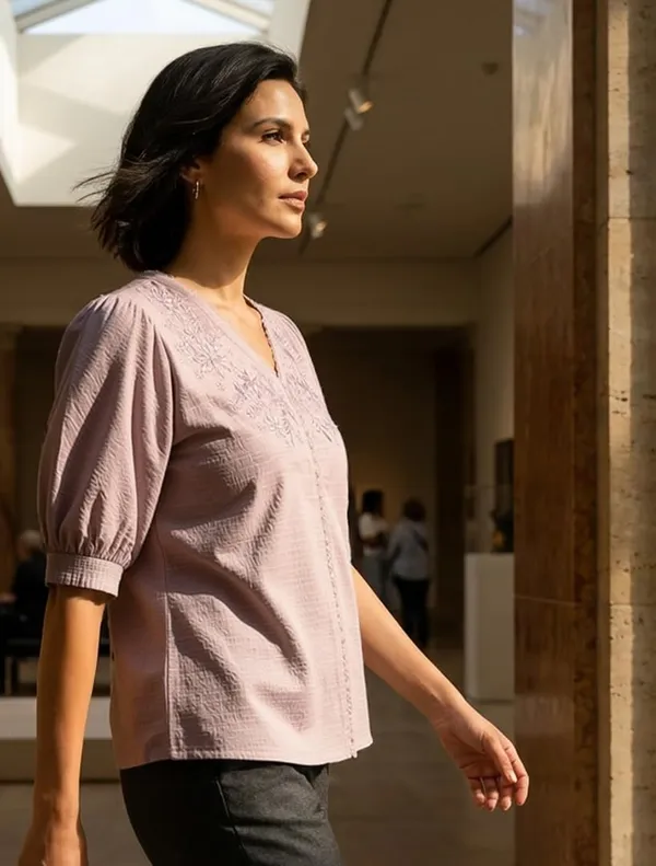 Women_Cotton_Blend_V_Neck_Tunic_Top