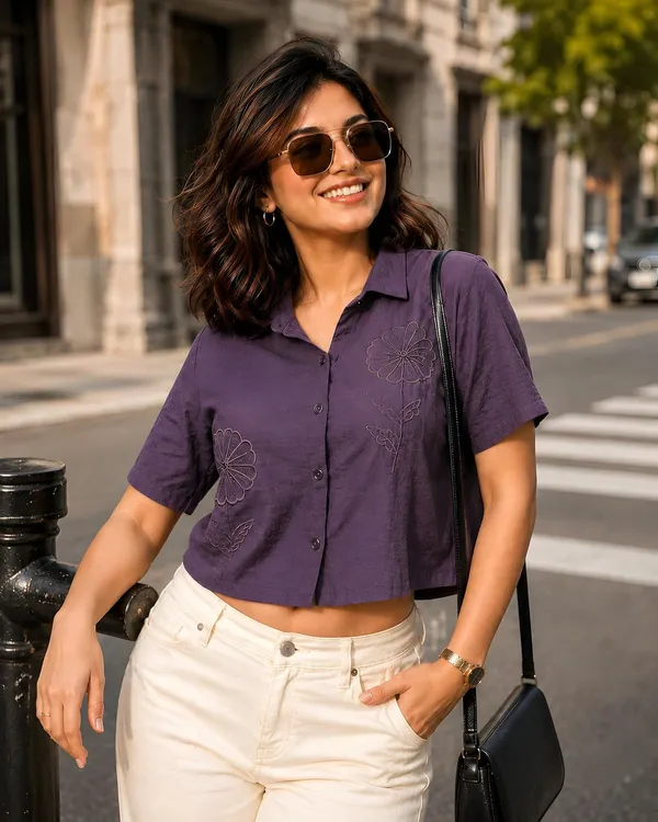 Womens_Embroidered_Cotton_Blend_Crop_Shirt