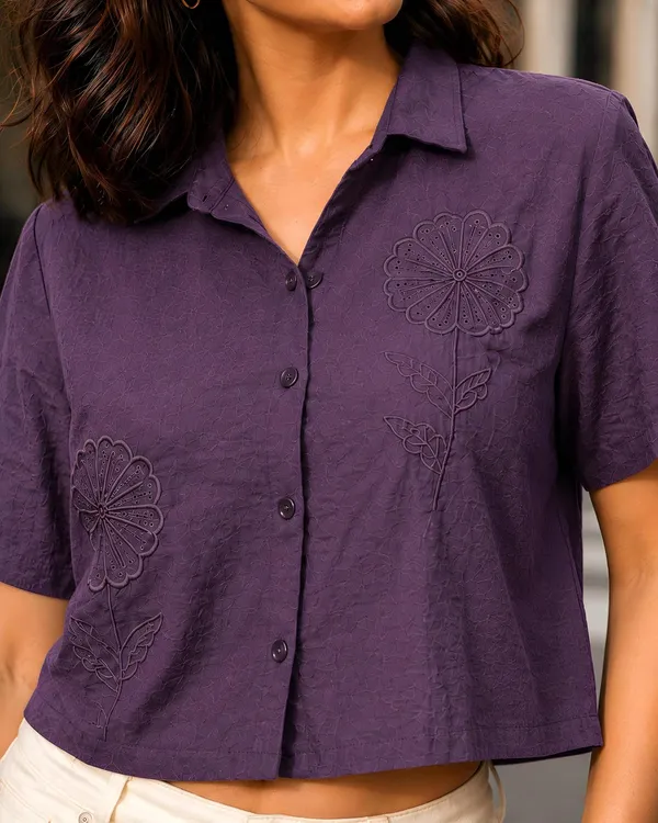 Womens_Embroidered_Cotton_Blend_Crop_Shirt