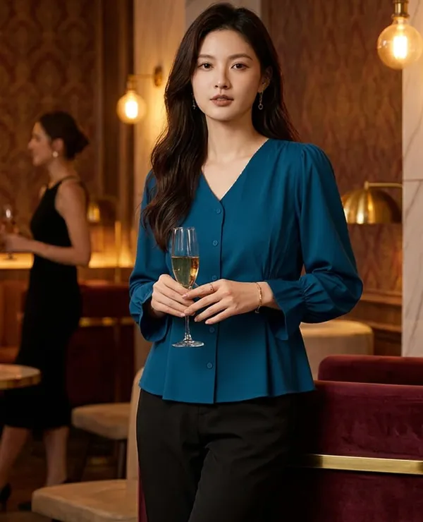 Women_V_Neck_Button_Down_Shirt