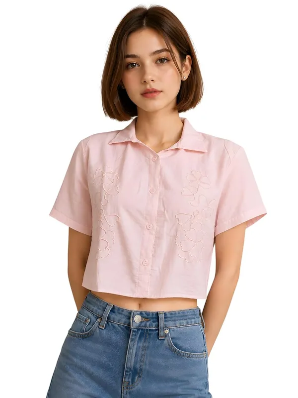 Womens_Floral_Embroidered_Polyester_Crop_Shirt