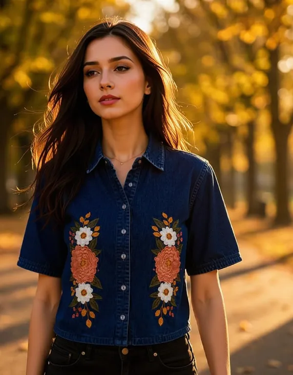Womens_Embroidered_Cotton_Blend_Crop_Shirt