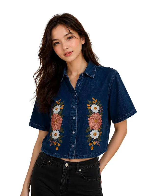 Womens_Embroidered_Cotton_Blend_Crop_Shirt