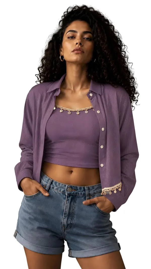 Crop_Top_With_Shrug_Shirt_For_Women