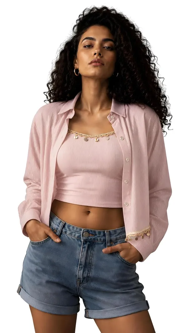 Crop_Top_With_Shrug_Shirt_For_Women