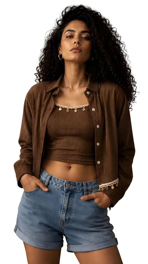 Crop_Top_With_Shrug_Shirt_For_Women