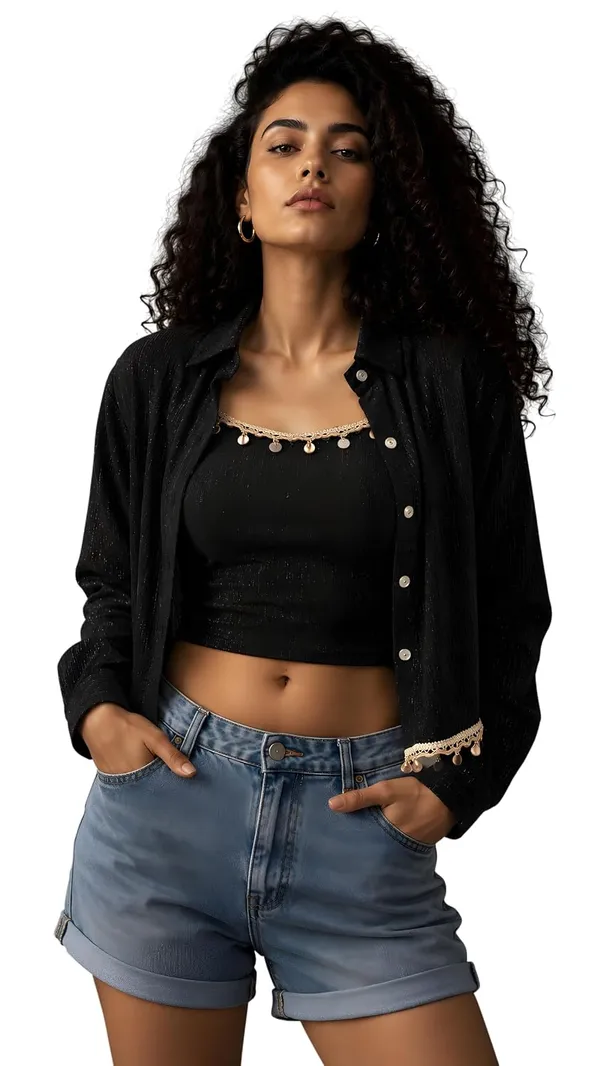 Crop_Top_With_Shrug_Shirt_For_Women