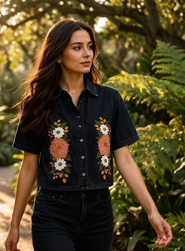 Womens_Embroidered_Cotton_Blend_Crop_Shirt