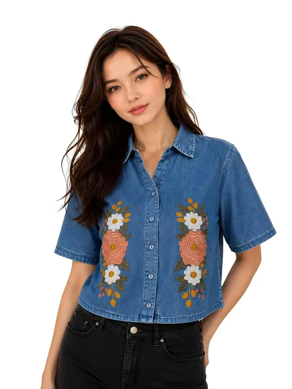 Womens_Embroidered_Cotton_Blend_Crop_Shirt