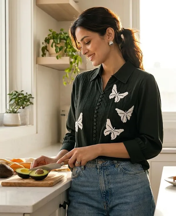 Womens_Embroidered_Cotton_Blend_Button_Down_Top