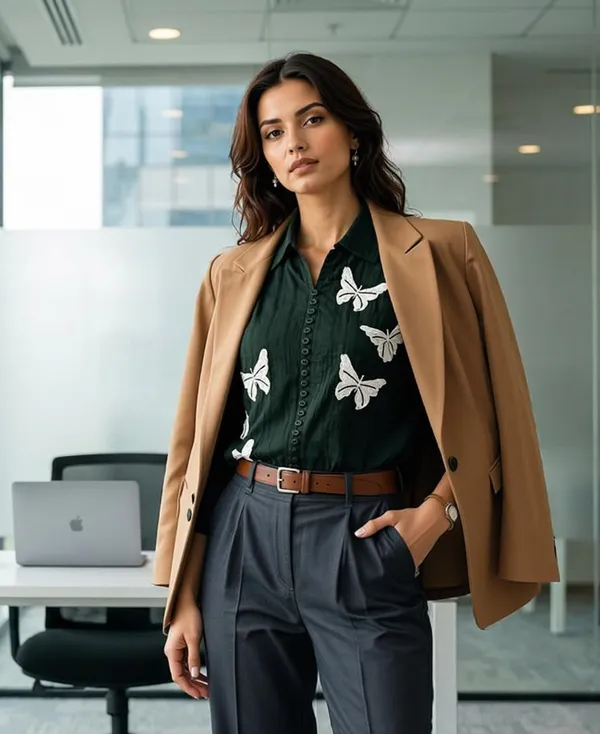 Womens_Embroidered_Cotton_Blend_Button_Down_Top