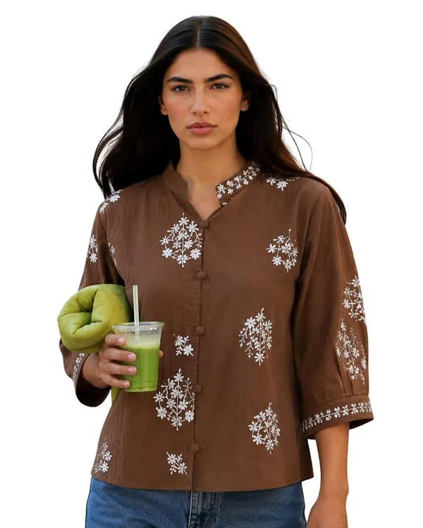 Womens_Cotton_Blend_Mandarin_Collar_Tunic_Top