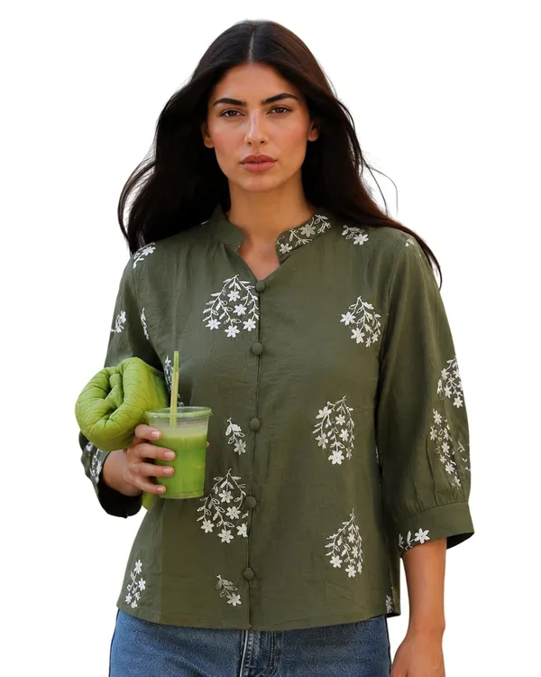 Womens_Cotton_Blend_Mandarin_Collar_Tunic_Top