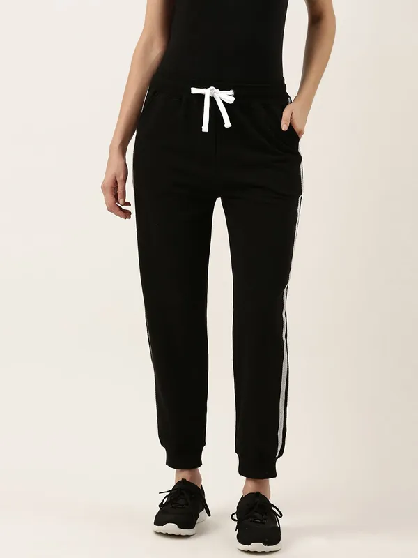 Black_Cotton_Blend_Striped_Joggers_For_Women