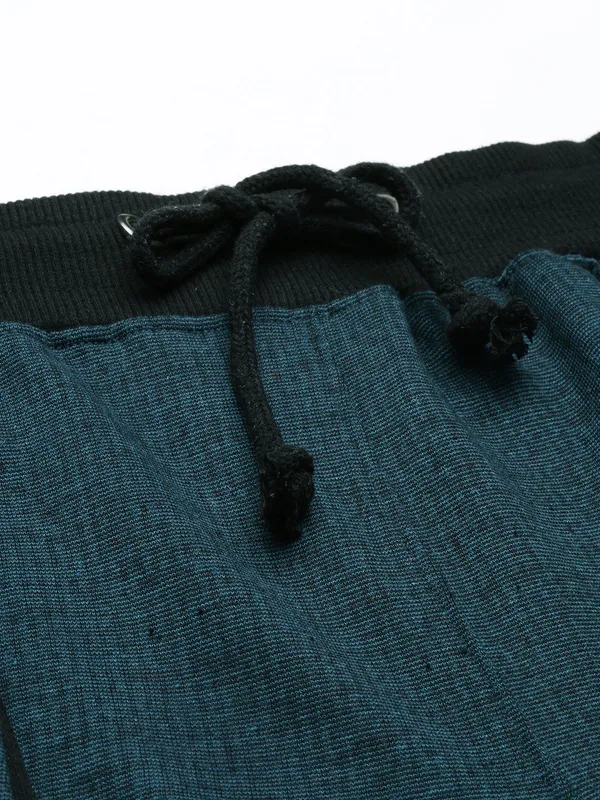 Dark_Teal_Cotton_Blend_Drawstring_Sports_Shorts_For_Men