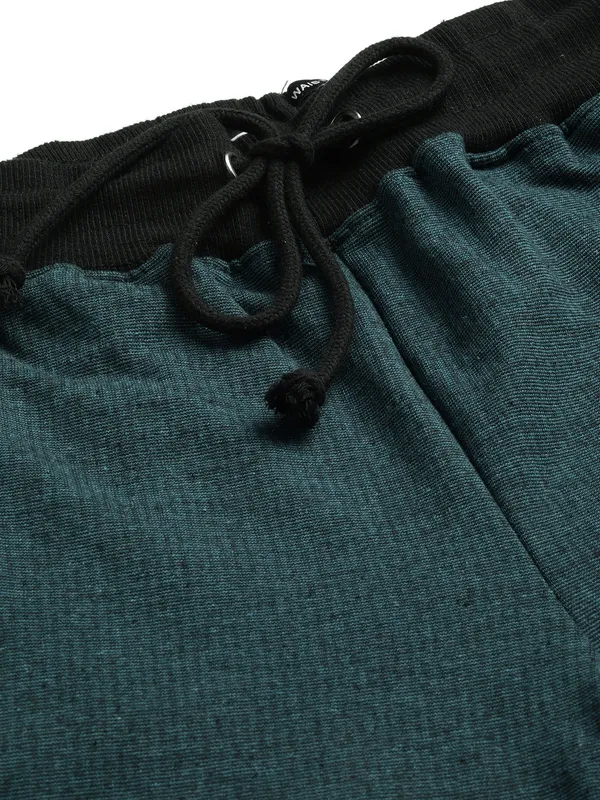 Teal_Cotton_Blend_Slim_Fit_Drawstring_Shorts_For_Men