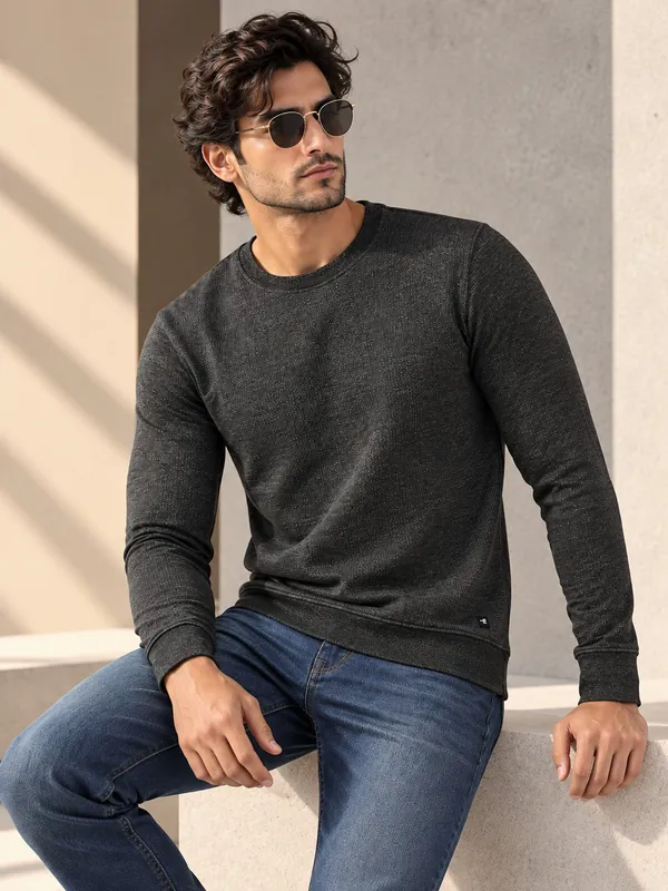 Charcoal_Knit_Regular_Fit_Sweatshirt_for_Men