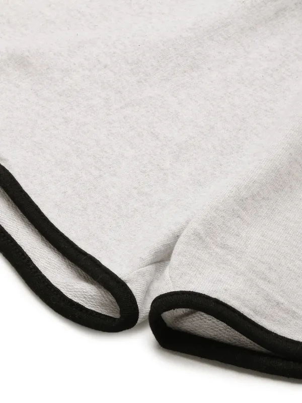 White_And_Black_Cotton_Blend_Dolphin_Hem_Sports_Shorts_For_Women