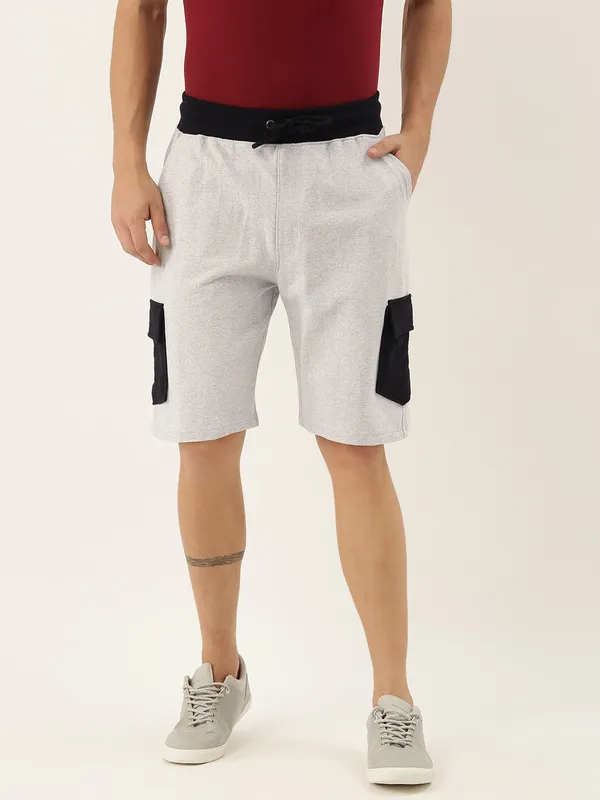 Grey_Melange_Cotton_Blend_Drawstring_Shorts_For_Men
