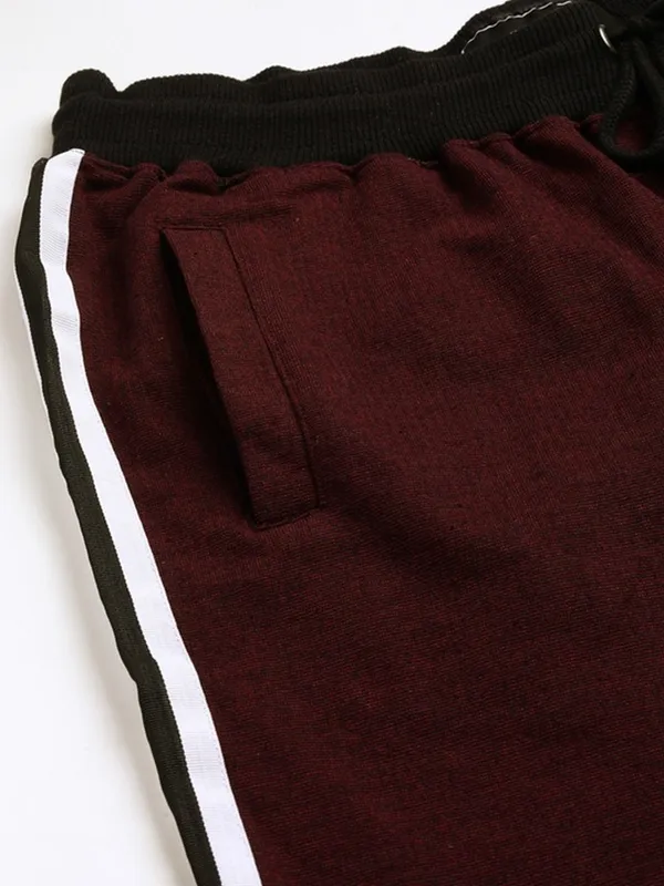Maroon_Cotton_Blend_Basketball_Style_Shorts_For_Men